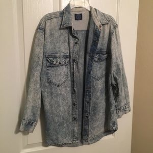 Acid wash jean cardigan